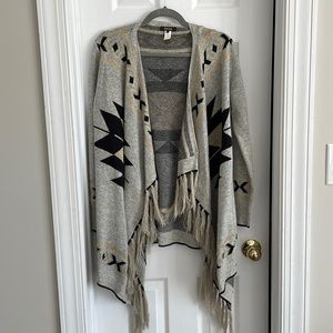 Womens boutique cardigan with fringe
